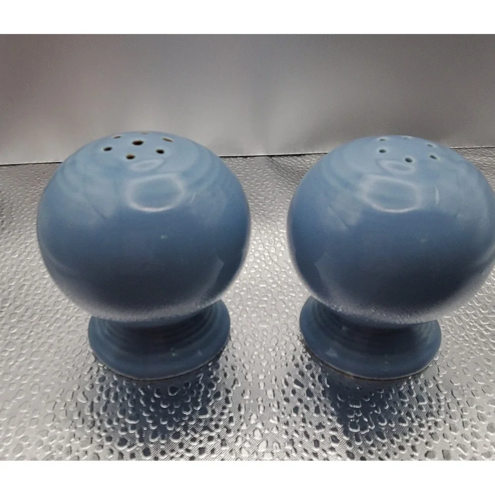 Fiesta Periwinkle Blue Salt and Pepper Shakers Set Homer Laughlin Ceramic Sphere